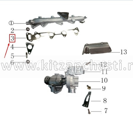 Прокладка выпускного коллектора JAC T6 1044011FD020